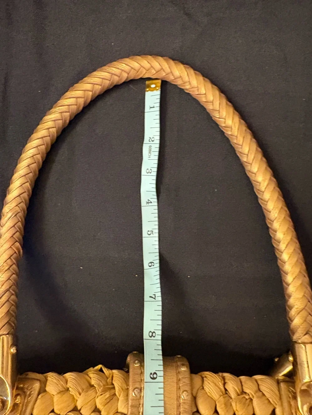 Michael Kors gold Woven Leather-Trim Tote